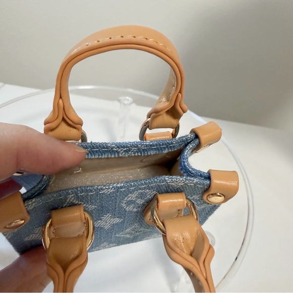 Mini Denim Tote Bag Charm | Cute Monogram Style Accessory - Picture 7 of 8